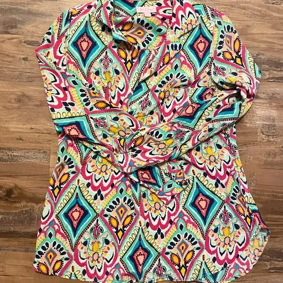 EUC Lilly Pulitzer Crown Jewels Boston Silk Top Jewel Cuff Size XS - Picture 5 of 15